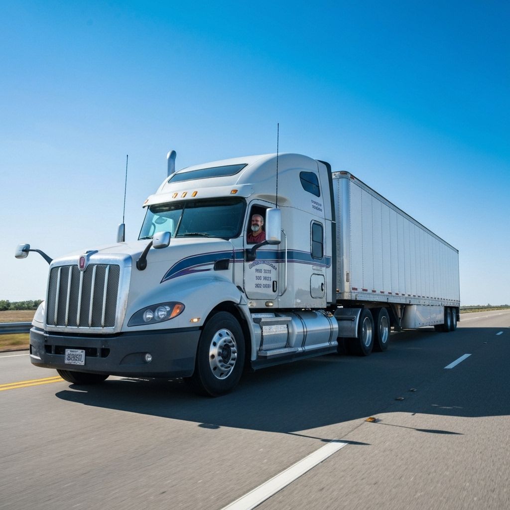 Workers compensation insurance for trucking companies - Semi truck on highway representing DOT compliant coverage for transportation fleets